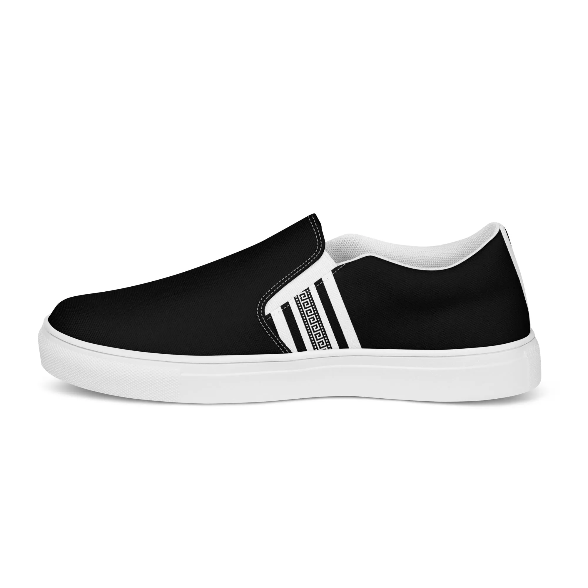 Black White Greek Key Women’s slip-on canvas shoes
