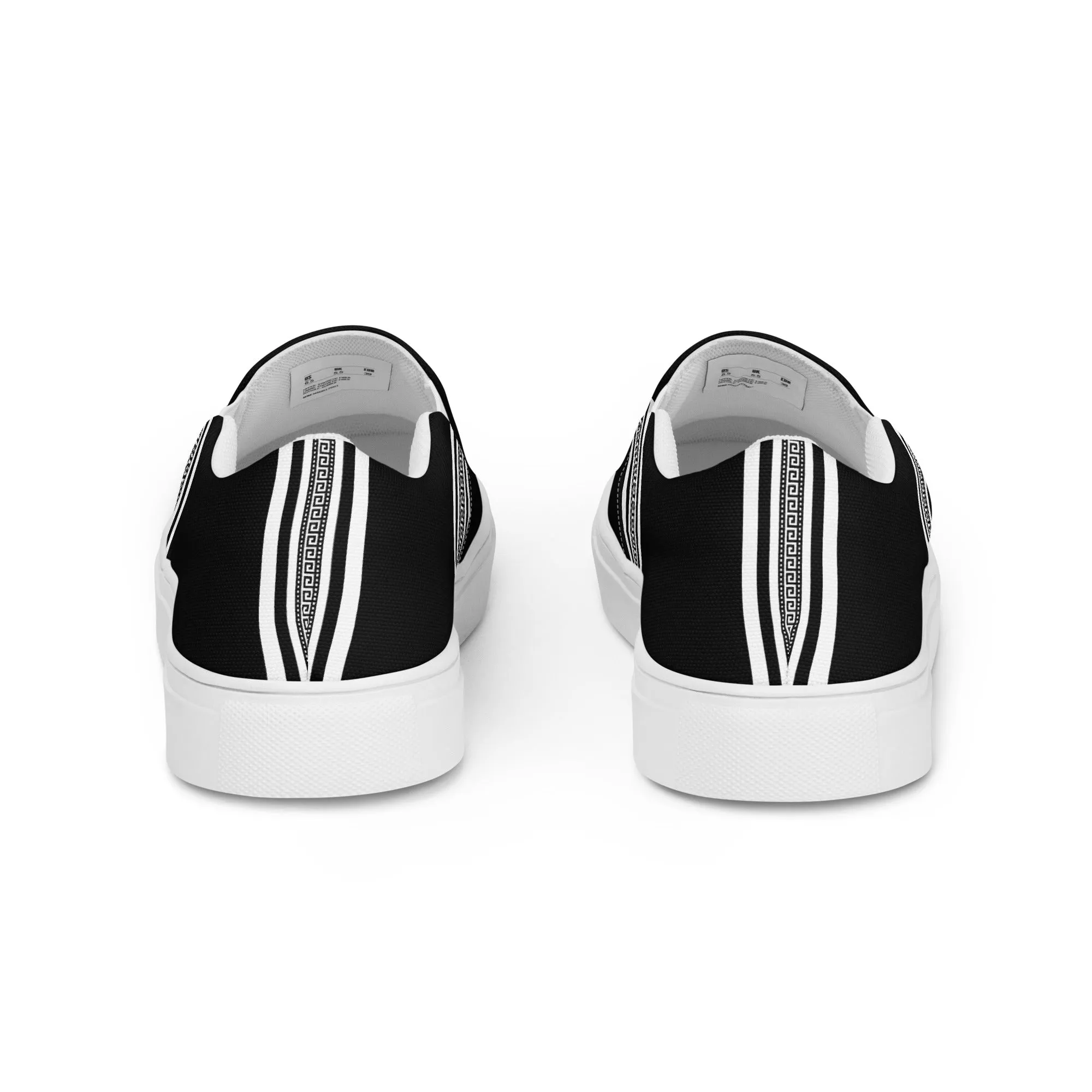 Black White Greek Key Women’s slip-on canvas shoes