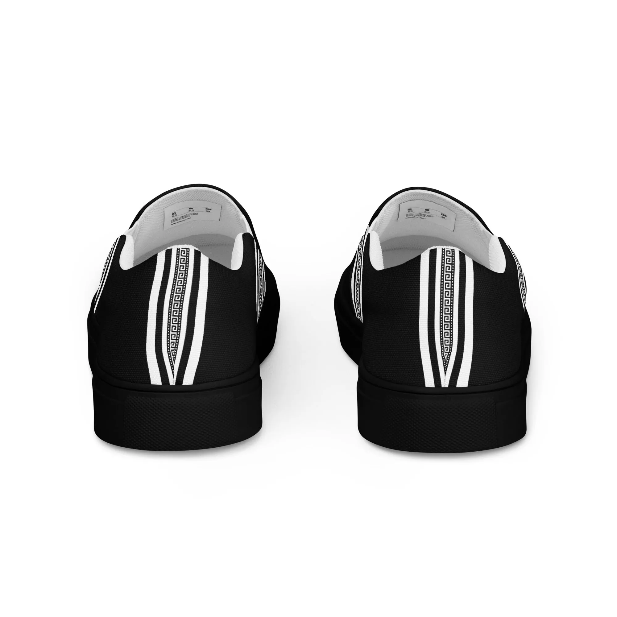Black White Greek Key Women’s slip-on canvas shoes