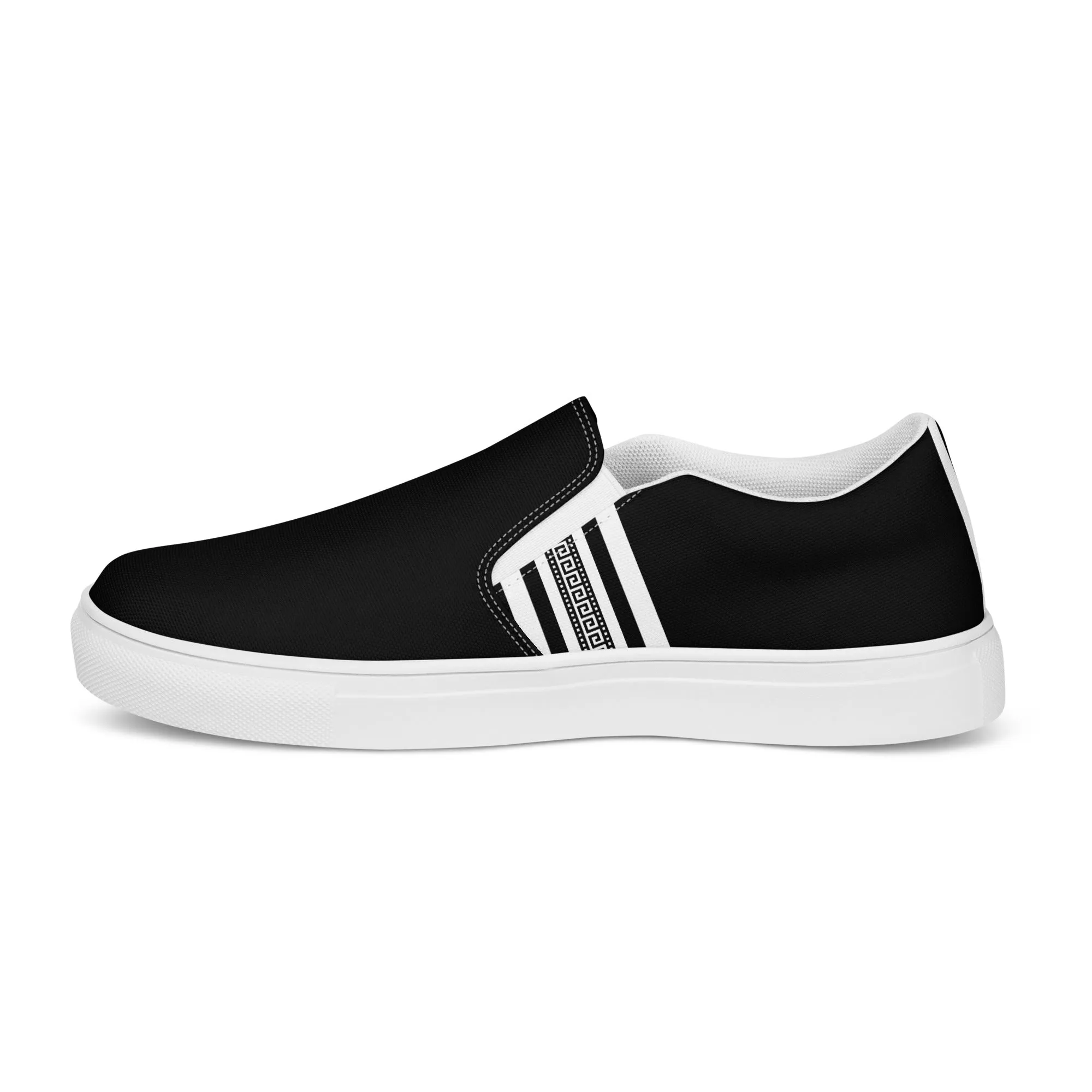 Black White Greek Key Women’s slip-on canvas shoes