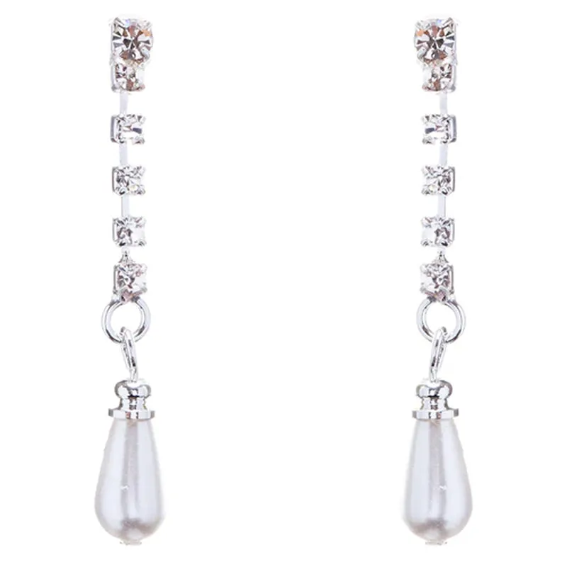 Bridal Wedding Jewelry Set Crystal Rhinestone Pearl DG