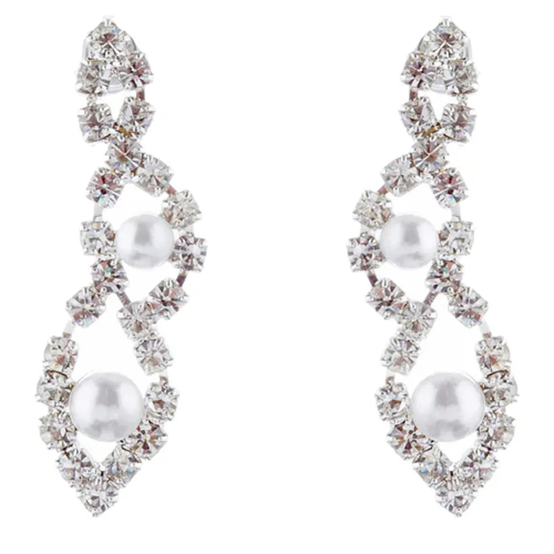 Bridal Wedding Jewelry Set Elegant Pearl & Rhinestone