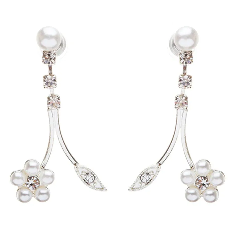 Bridal Wedding Jewelry Set Floral Vine Pearl Rhinestone