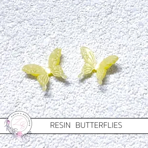 Butterflies ~ Yellow ~ Resin Embellishments ~ 2 pieces