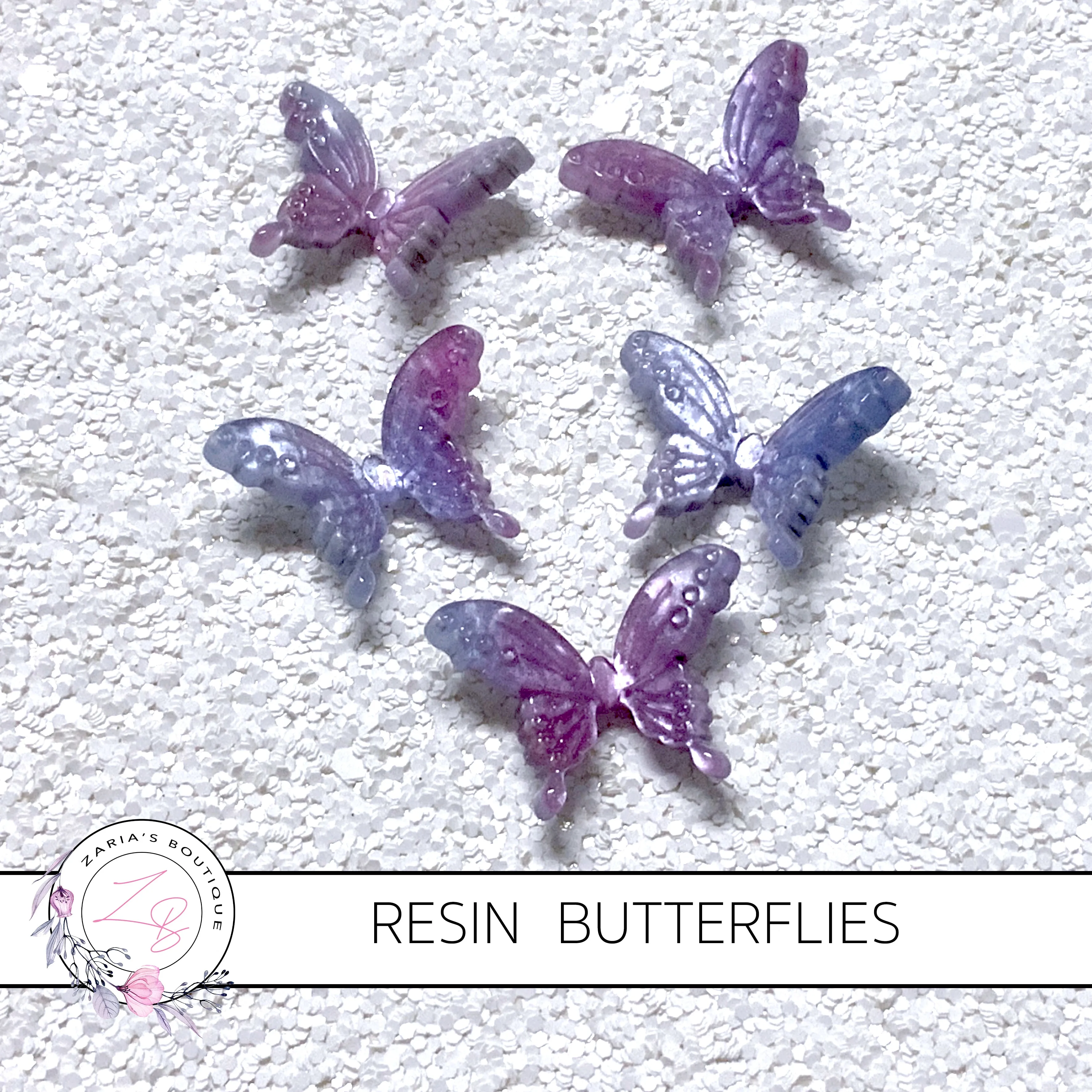 Butterflies ~ Yellow ~ Resin Embellishments ~ 2 pieces
