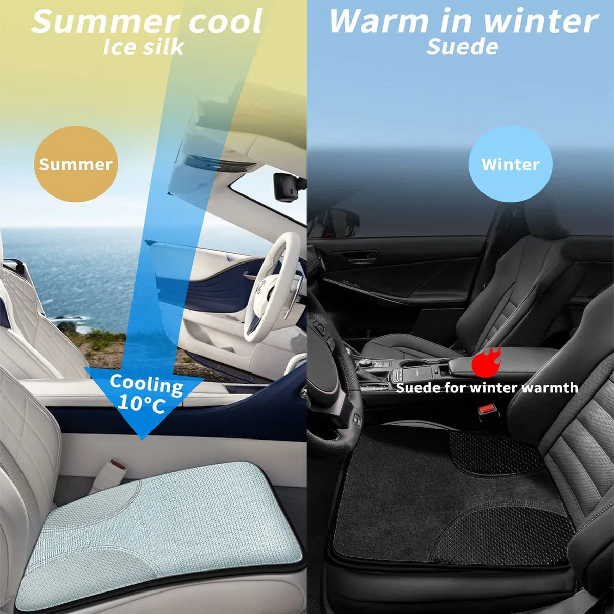 Car Seat Cushion, Custom logo For Your Cars, Double Sided Seat Cushion, Breathable Suede   Ice Silk Car Seat Cushion, Comfort Seat Covers Cushion TY19979
