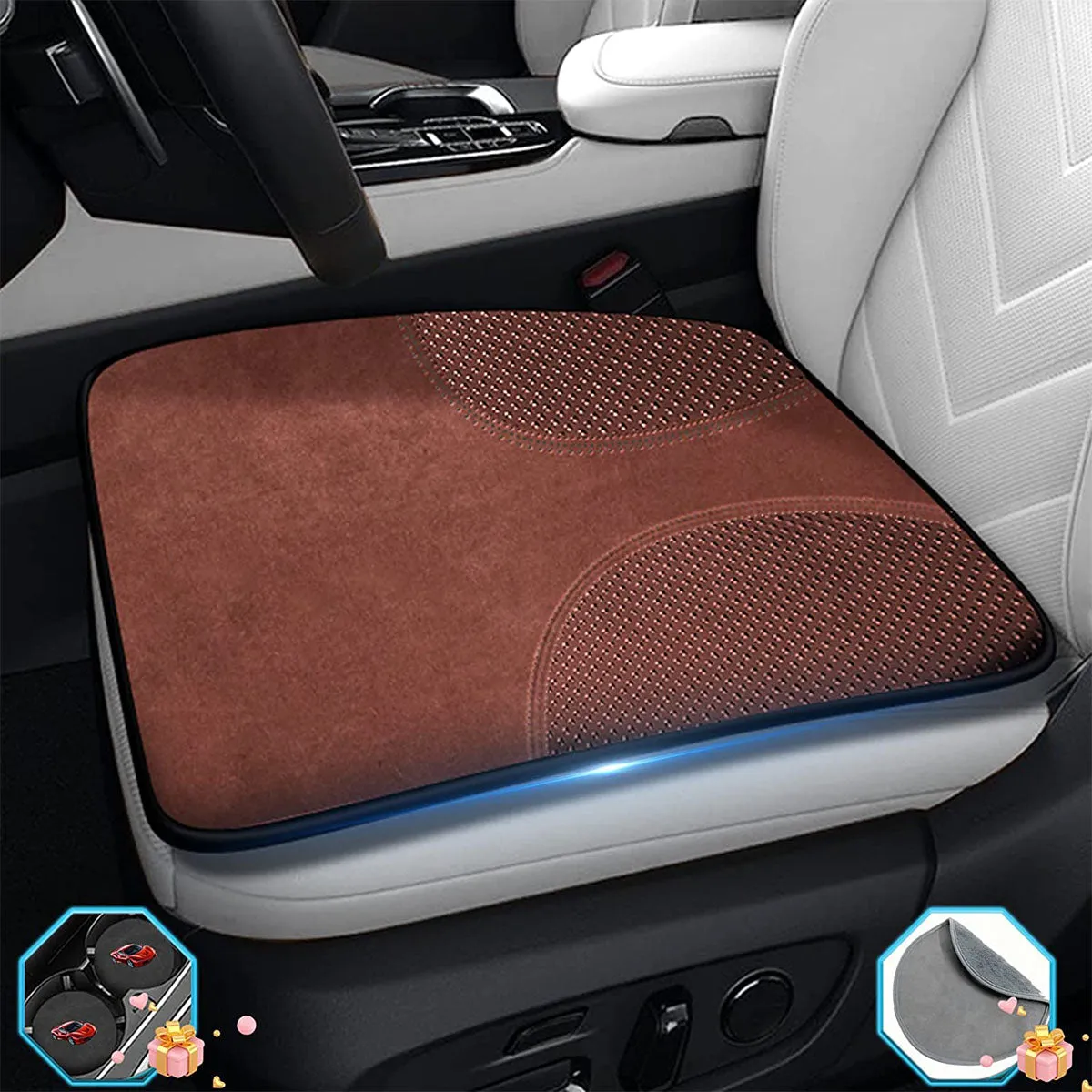 Car Seat Cushion, Custom logo For Your Cars, Double Sided Seat Cushion, Breathable Suede   Ice Silk Car Seat Cushion, Comfort Seat Covers Cushion TY19979