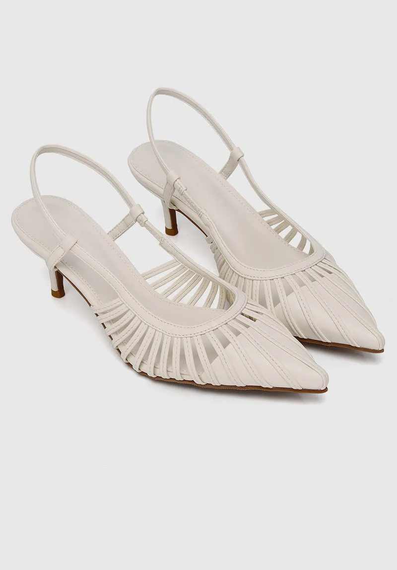 Chantel Pointed Toe Heels (White)