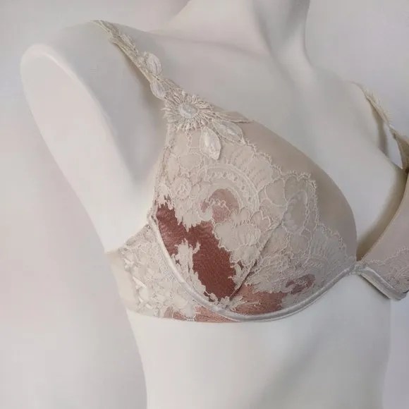 Chantelle White Plunge Underwire Lined Bra 34C