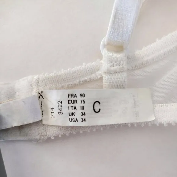 Chantelle White Plunge Underwire Lined Bra 34C