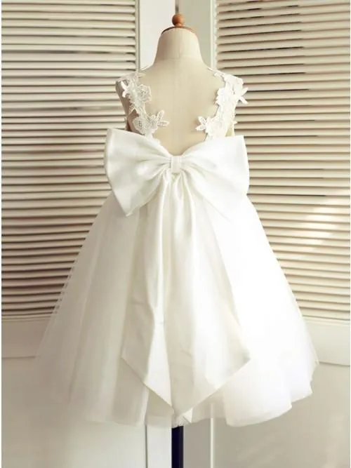 Cheap A-Line V-Neck Backless White Flower Girl Dress , FG110