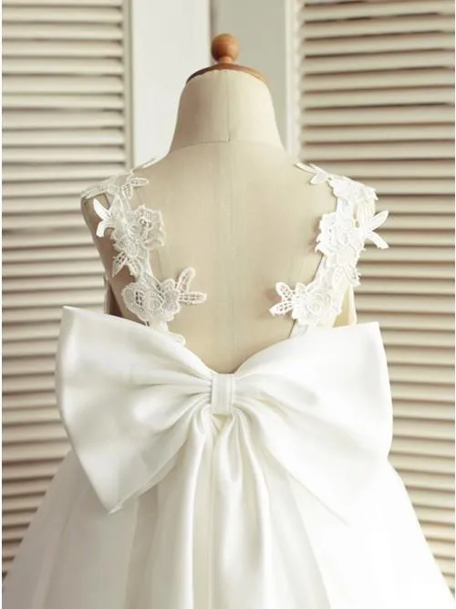 Cheap A-Line V-Neck Backless White Flower Girl Dress , FG110