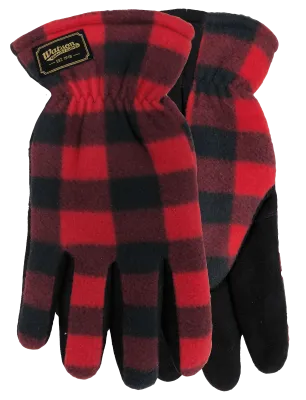 CL9374P-L-Red Blk Gloves "Dapper Dan" Plaid Fleece