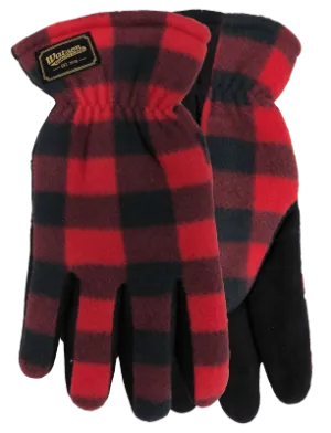 CL9374P-L-Red Blk Gloves "Dapper Dan" Plaid Fleece