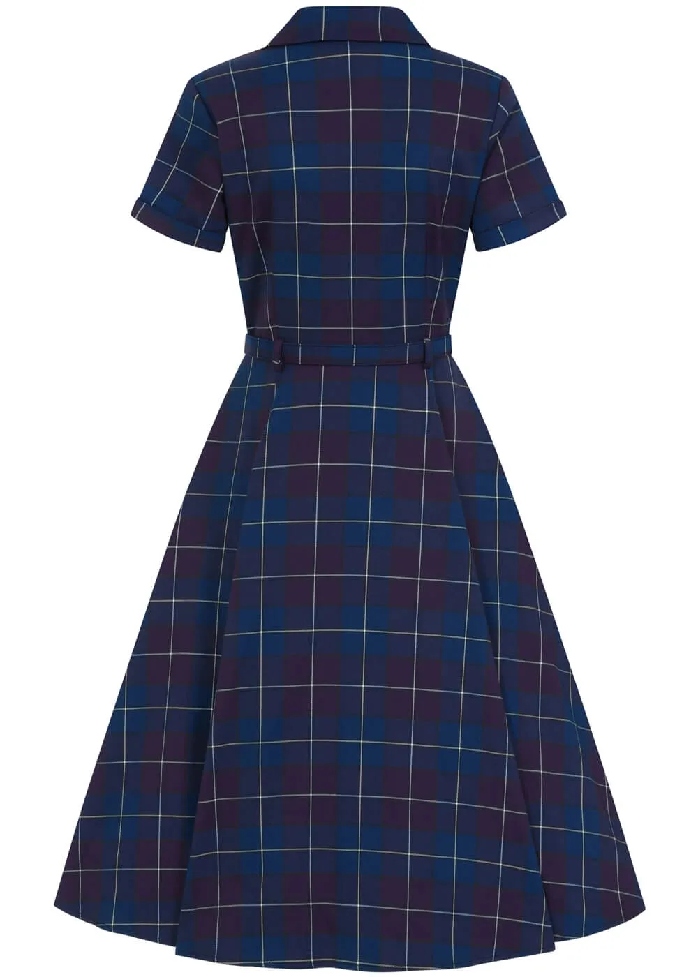Collectif Caterina Mermaid Check 50's Swing Dress Teal