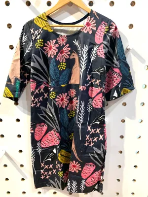 Cowley Fields dress shiny cotton fabric