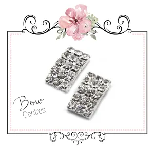 Crystal Encrusted Bow Centre ~ Metal Flat Back ~ 2 pieces