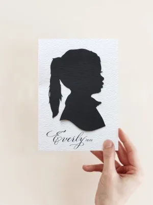 Custom Hand Cut Silhouette Portrait; Child Silhouette Art