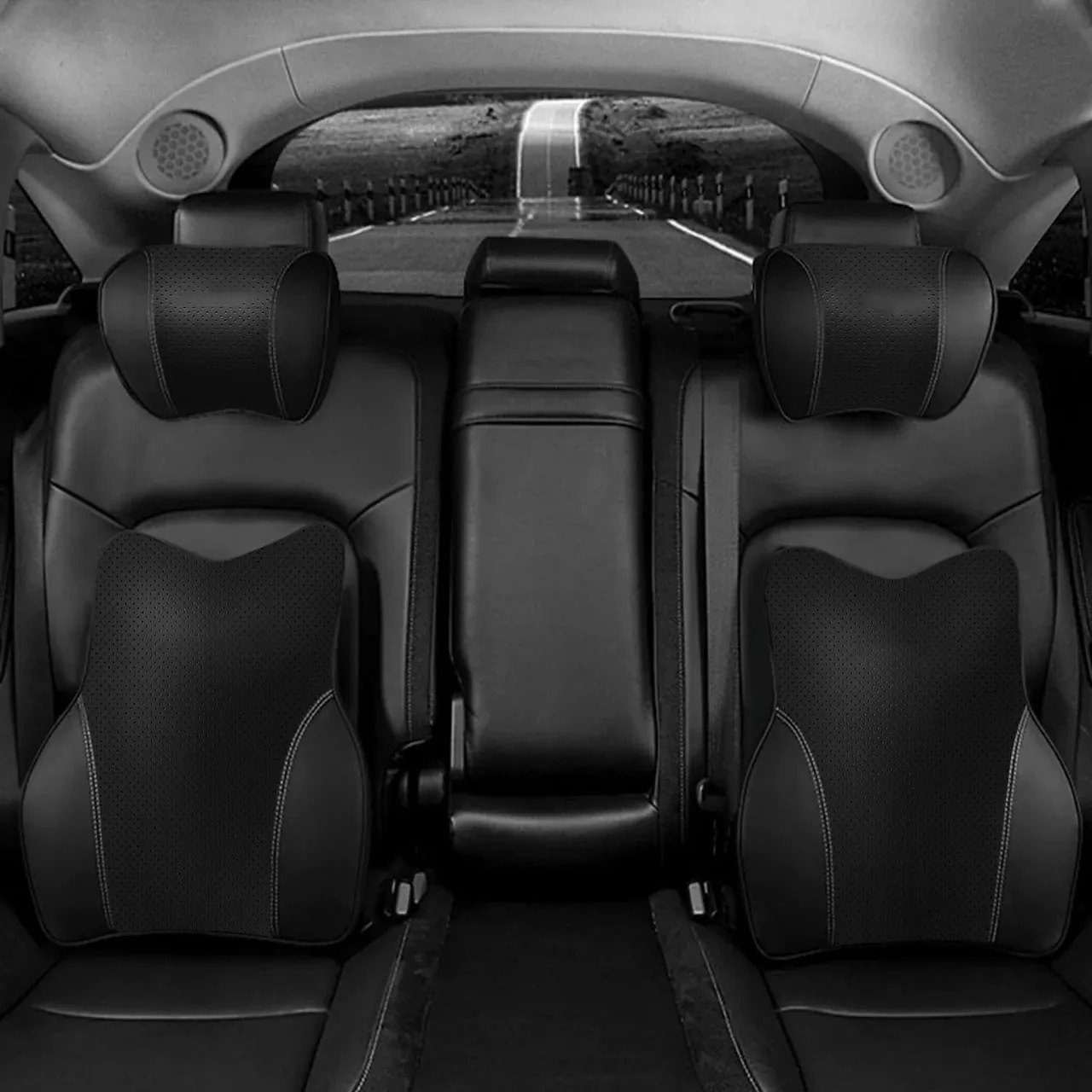 Custom Text For Car Headrest Neck Pillow and Lumbar Support Back Cushion Kit, Compatible with All Cars, Memory Foam Erognomic Design Universal Fit Muscle Pain and Tension Relief for Car Seat TS13992