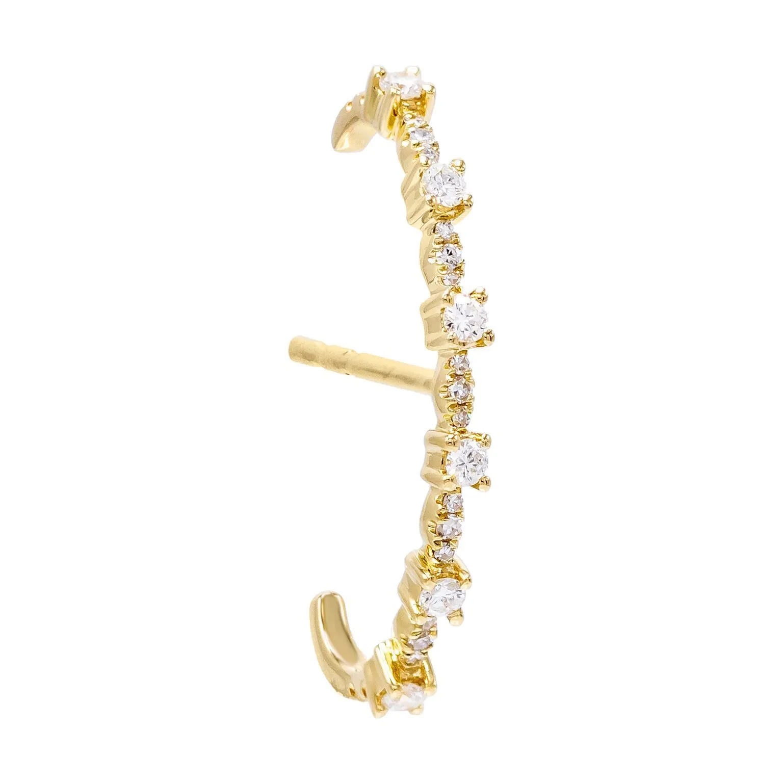 Diamond Hook Stud Earring 14K