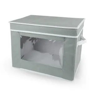 DII Closet Storage Container with Lid & Clear Window for Viewing, Use for Clothes, Crafts, Photos, or Knick Knacks, (Cube Size - 13.5x15.5x5.5") -Gray
