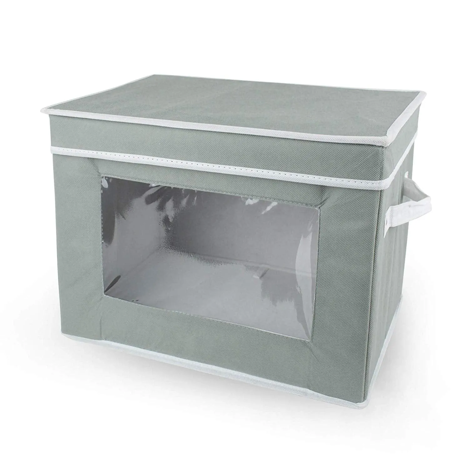 DII Closet Storage Container with Lid & Clear Window for Viewing, Use for Clothes, Crafts, Photos, or Knick Knacks, (Cube Size - 13.5x15.5x5.5") -Gray