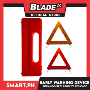 Early Warning Device Philippines Made 2000 (Red/Orange) with Red Case - Pack Foldable Car Roadside Emergency Kit, Dual Warning Reflective Triangle Warning Sign Car Hazard Road Emergency Breakdown Board