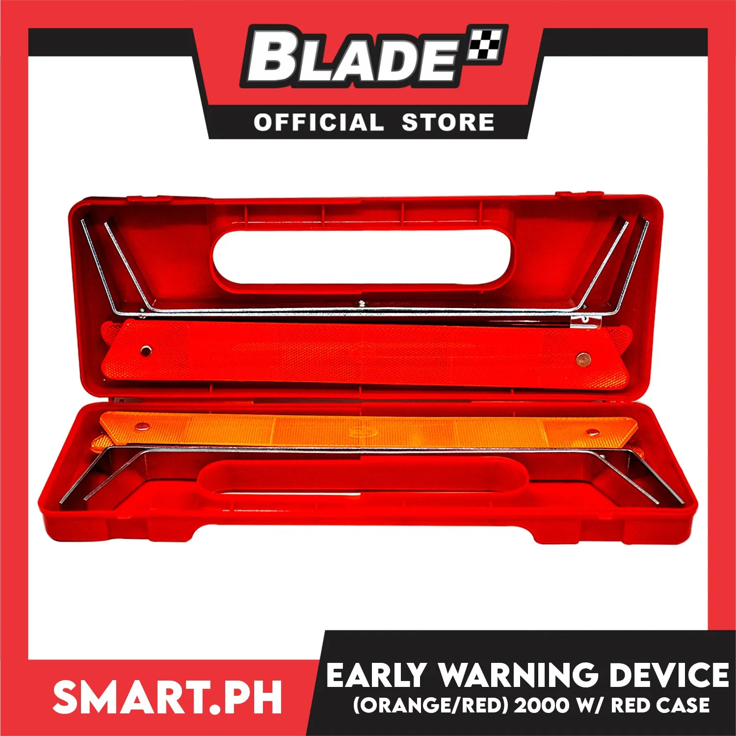 Early Warning Device Philippines Made 2000 (Red/Orange) with Red Case - Pack Foldable Car Roadside Emergency Kit, Dual Warning Reflective Triangle Warning Sign Car Hazard Road Emergency Breakdown Board