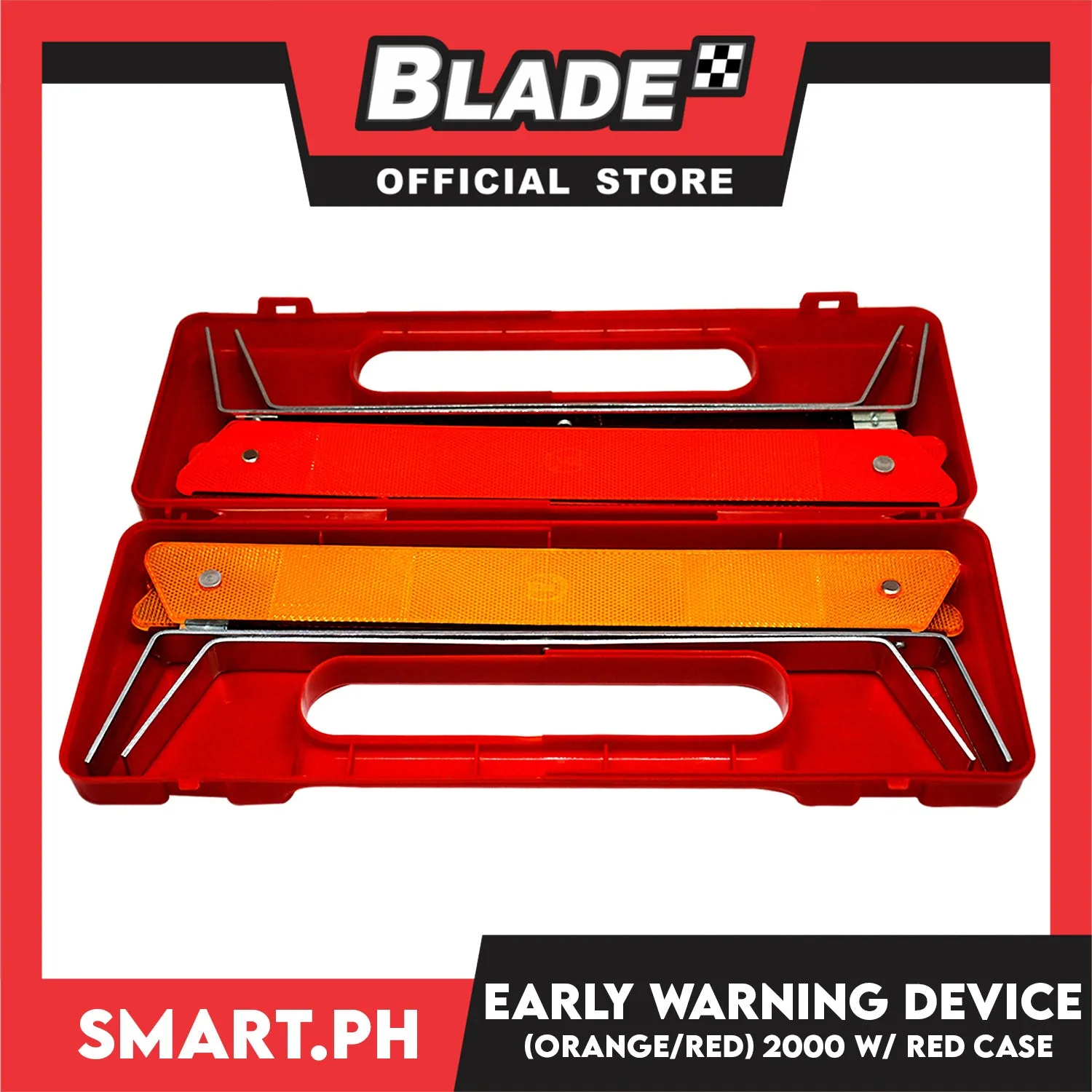 Early Warning Device Philippines Made 2000 (Red/Orange) with Red Case - Pack Foldable Car Roadside Emergency Kit, Dual Warning Reflective Triangle Warning Sign Car Hazard Road Emergency Breakdown Board