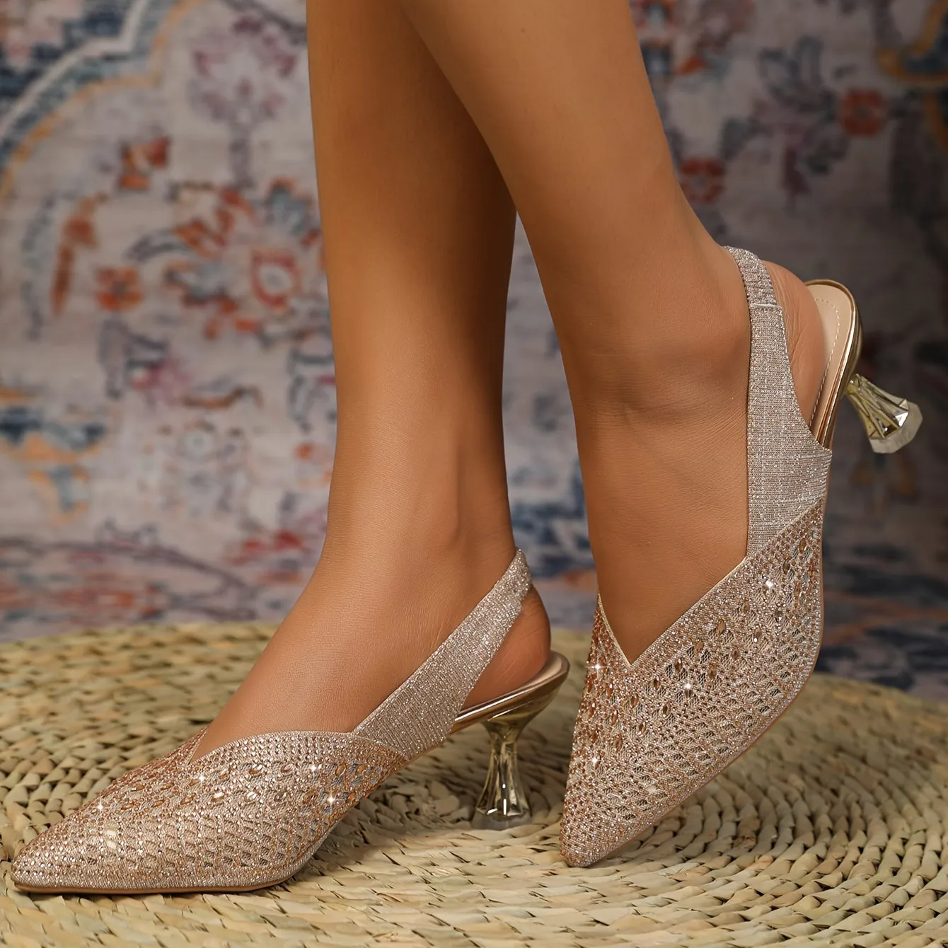 Elegant High Heels Sandals Glitter Shoes, FS