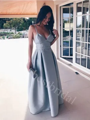 Elegant V-neck Spaghetti straps A-line Prom Dresses,PDS0676
