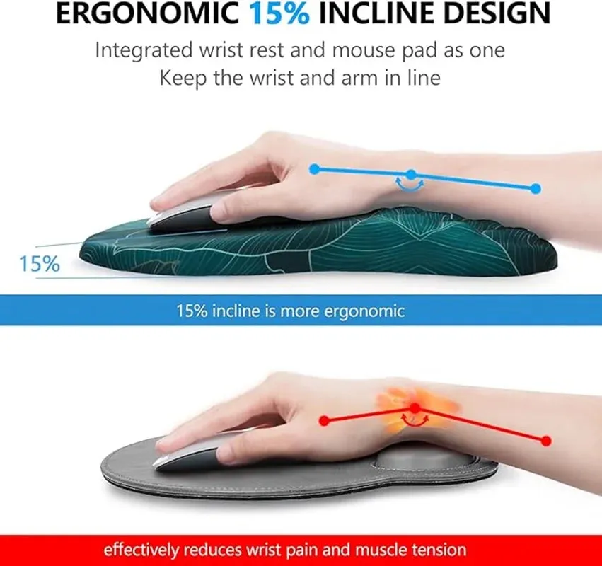 Ergonomic Memory Foam Mouse Pad with Wrist Rest - Pain Relief Support