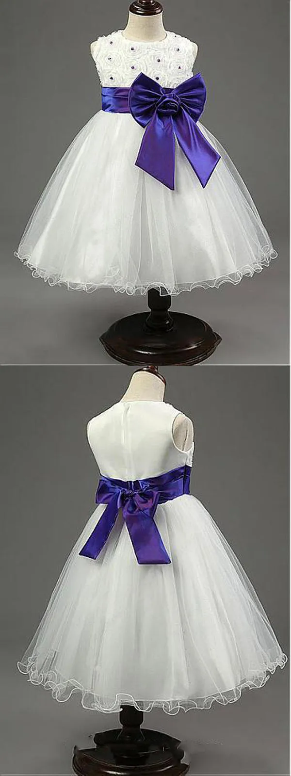 Fascinating Tulle A-line Flower Girl Dress With Beaded Handmade Flowers,FGY0158