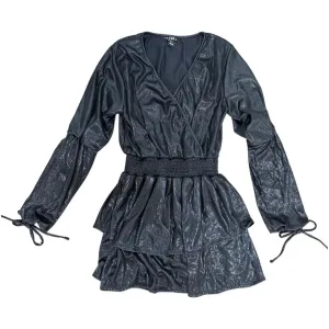 FBZ Black Shiny Metallic L/S Dress