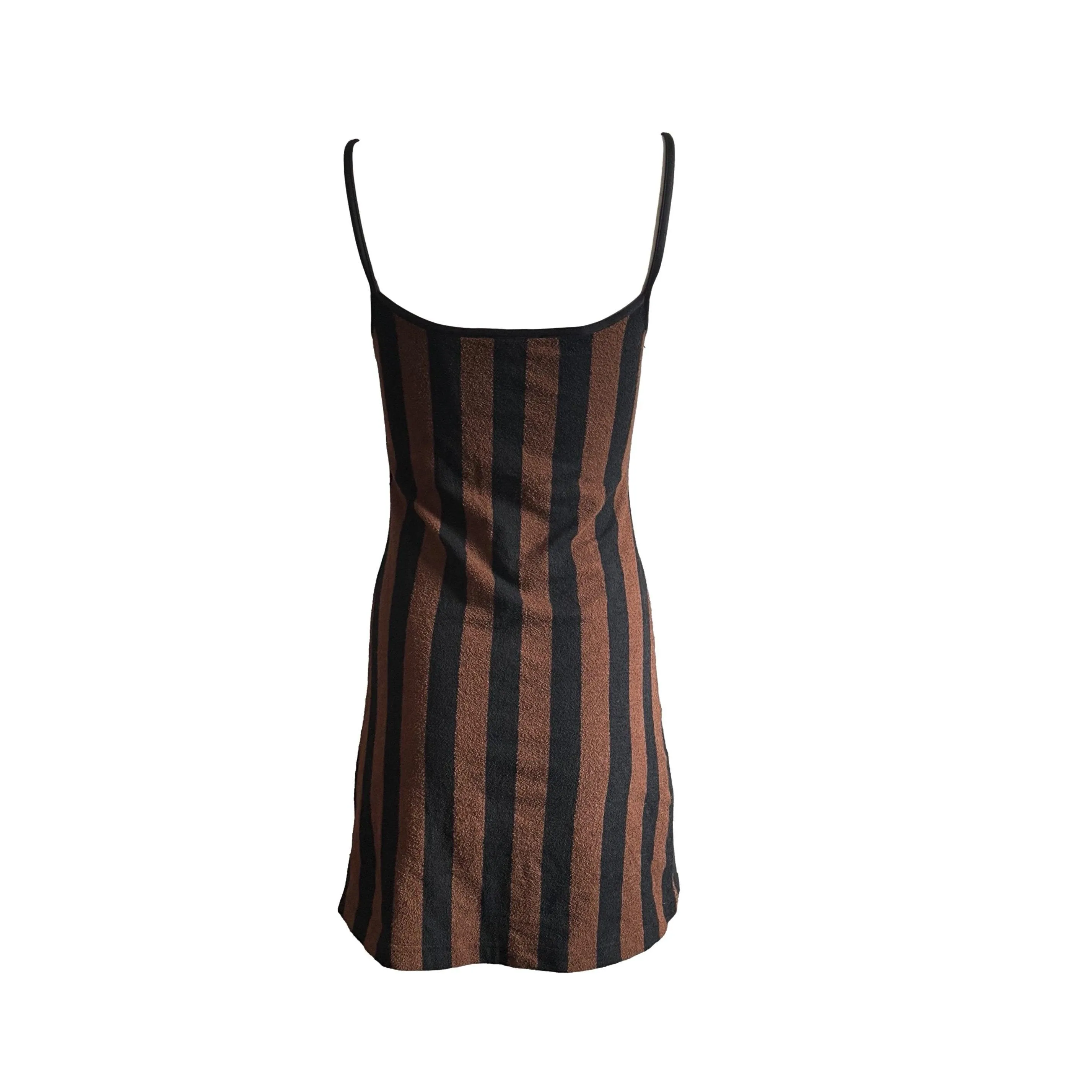 Fendi Brown Stripe Terry Cloth Dress