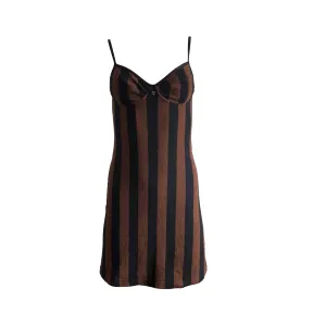 Fendi Brown Stripe Terry Cloth Dress