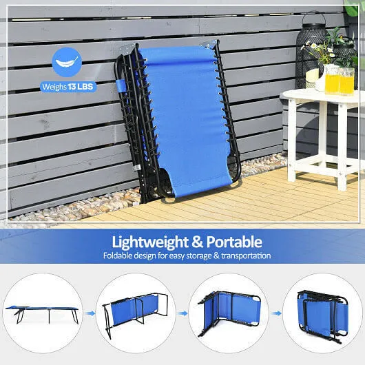 Foldable Recline Lounge Chair with Adjustable Backrest and Footrest-Blue - Color