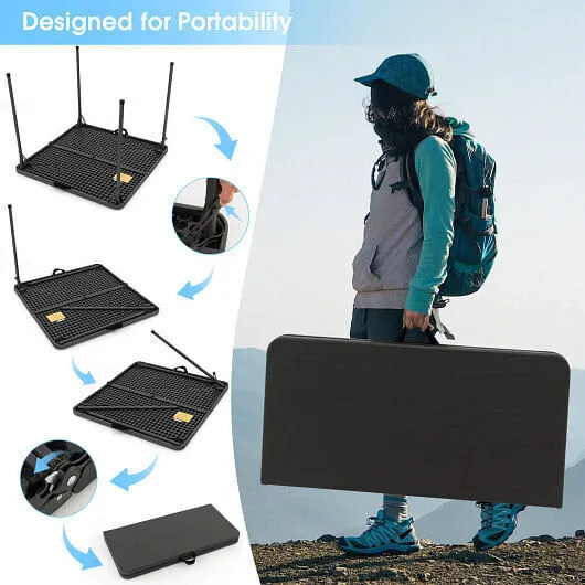 Folding Camping Table with All-Weather HDPE Tabletop and Rustproof Steel Frame-G