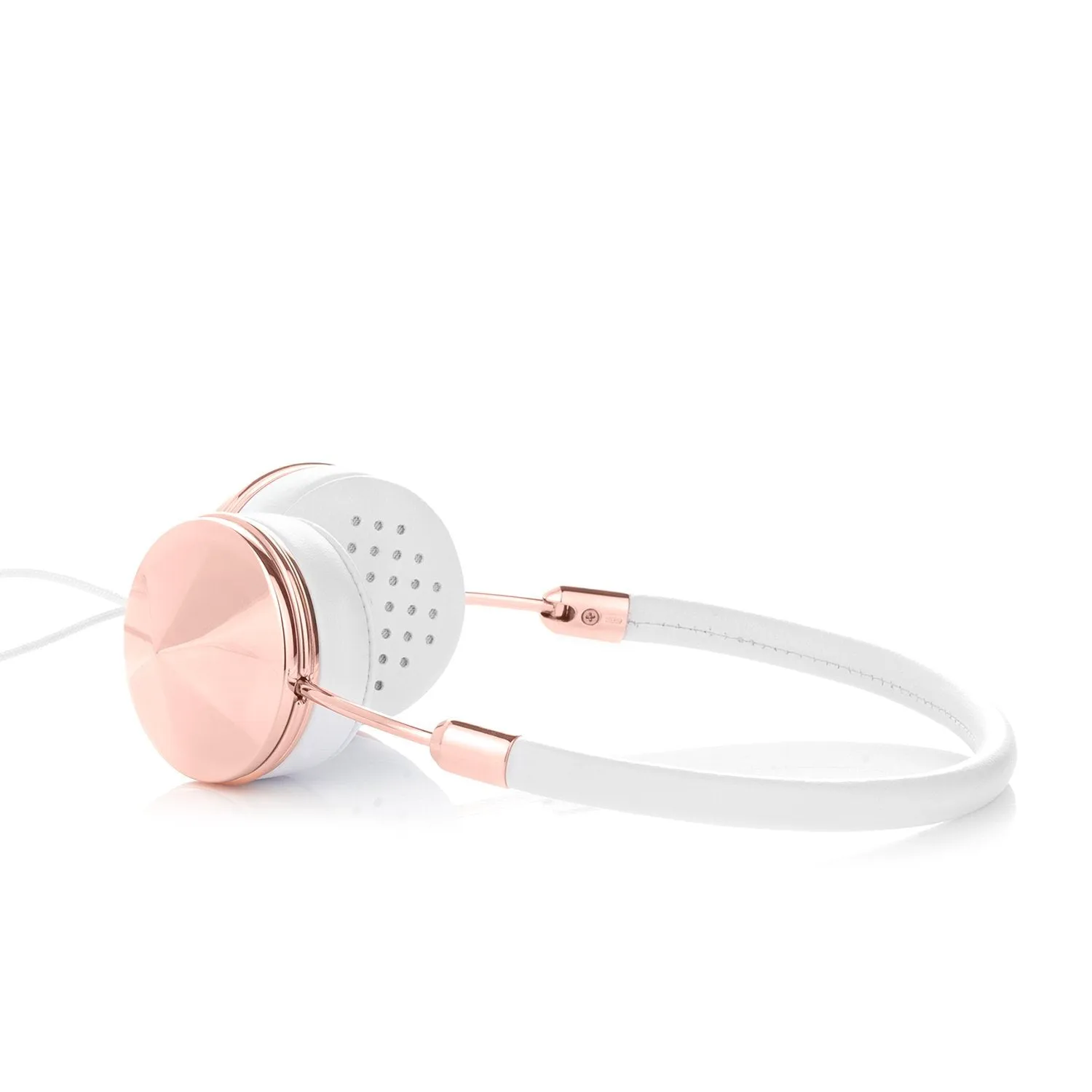 Frends Layla White Leather On-Ear Headphones Bundle - Hammered Rose Gold