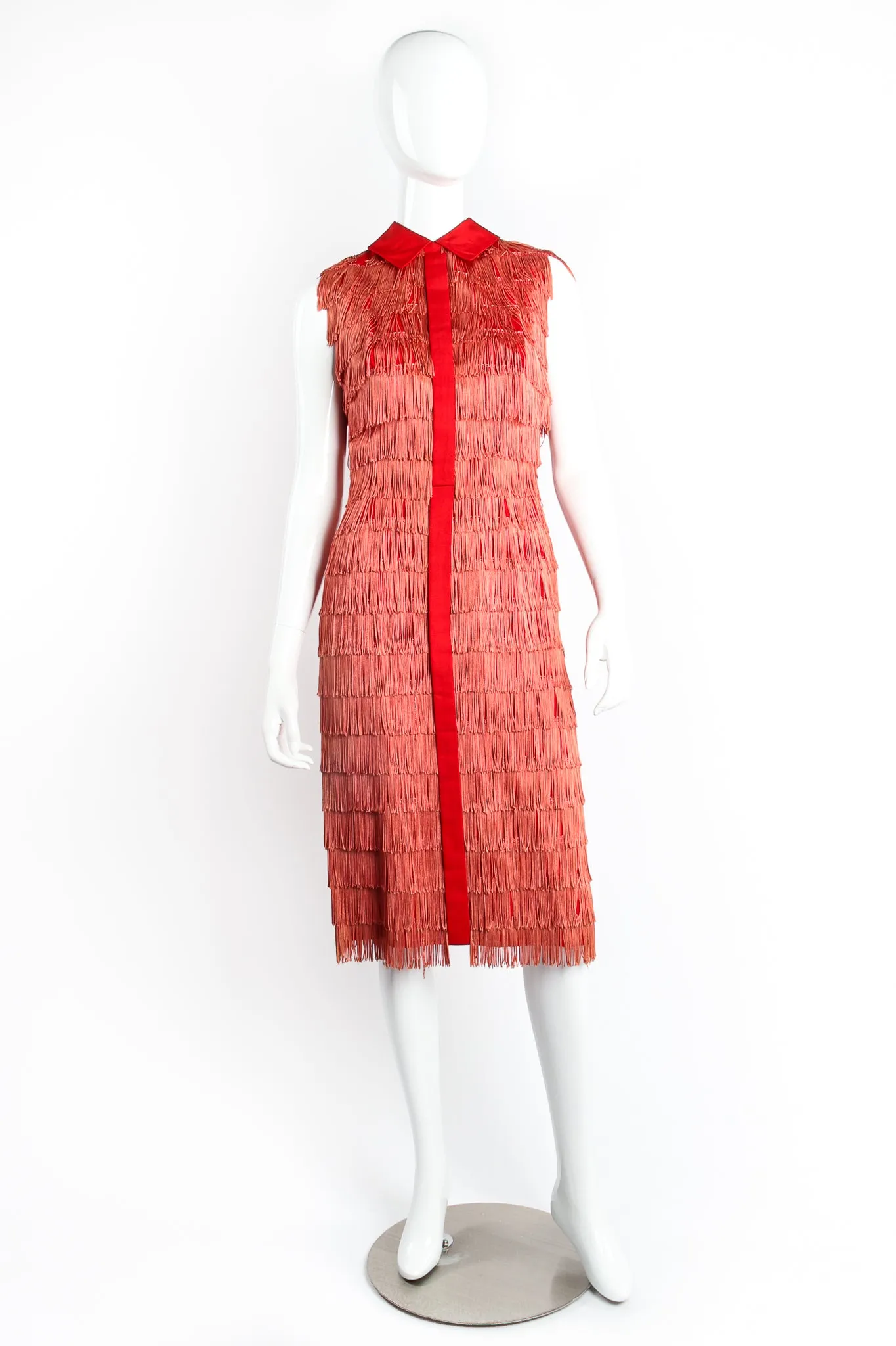 Fringed Sleeveless Shirt Dress