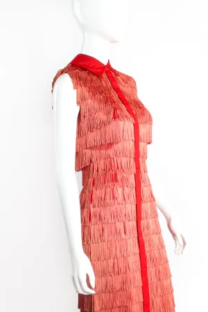 Fringed Sleeveless Shirt Dress