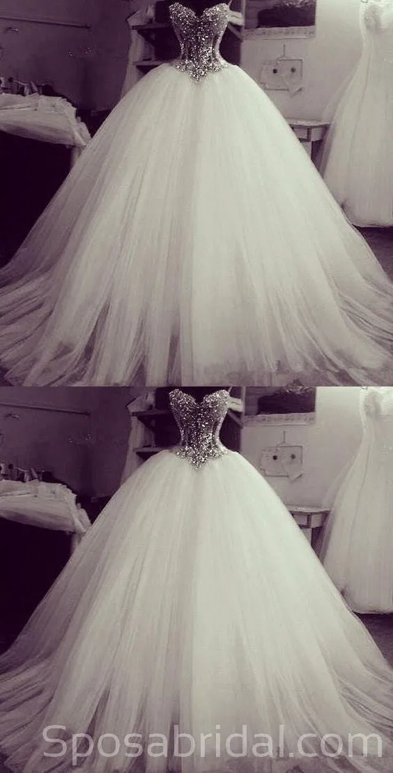 Gorgeous Crystal Beading Princess Romatic  Wedding Dresses,  Tulle Ball Gown, WD0354