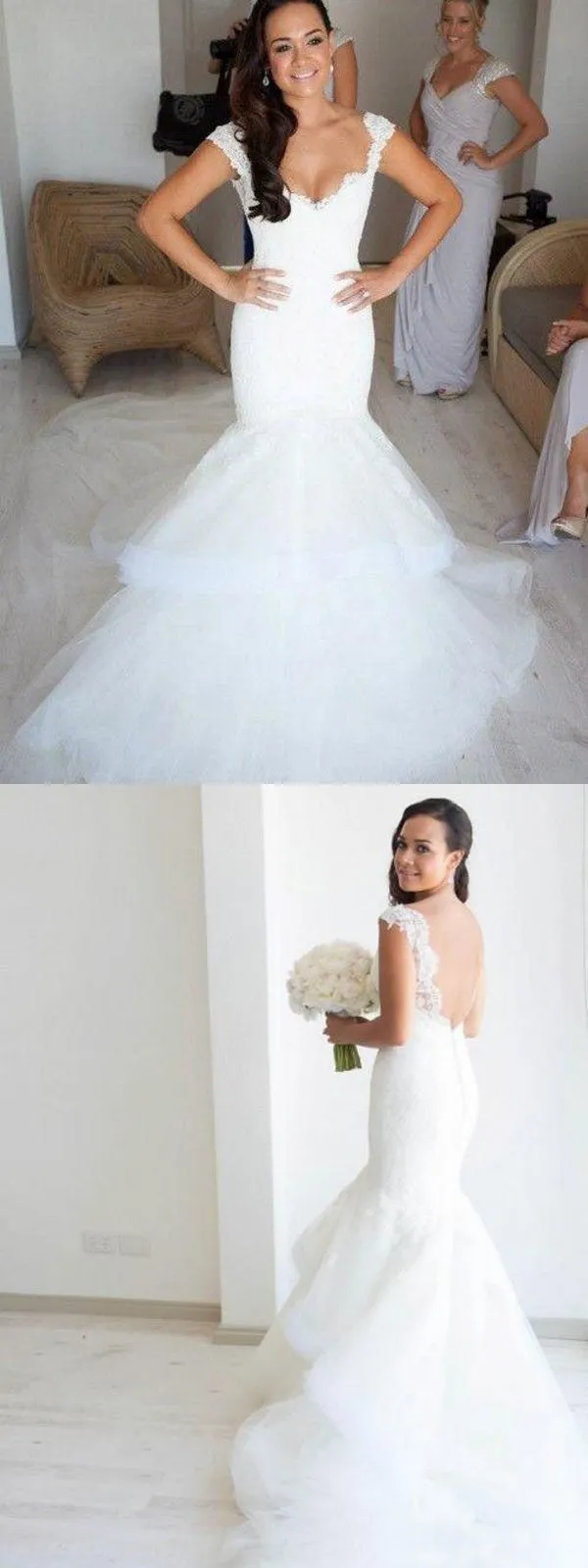 Gorgeous Sweetheart Mermaid White lace High Quality Custom Make Wedding Dresses, WDY0150