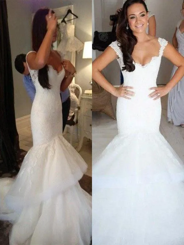 Gorgeous Sweetheart Mermaid White lace High Quality Custom Make Wedding Dresses, WDY0150