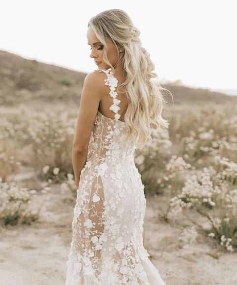 Gorgerous Off-shoulder Mermaid Appliques Lace Simple Wedding Dresses. WDS0094