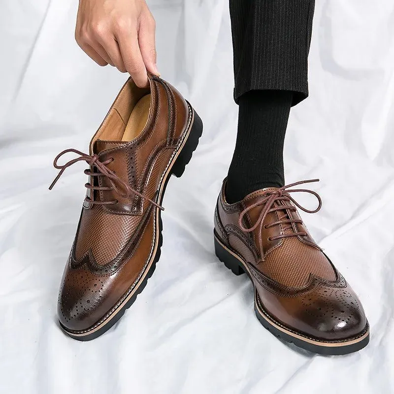 Handmade Mens Wingtip Oxford Shoes Grey Leather Brogue Men's Dress Shoes Classic Business Formal Shoes for Men Zapatillas Hombre