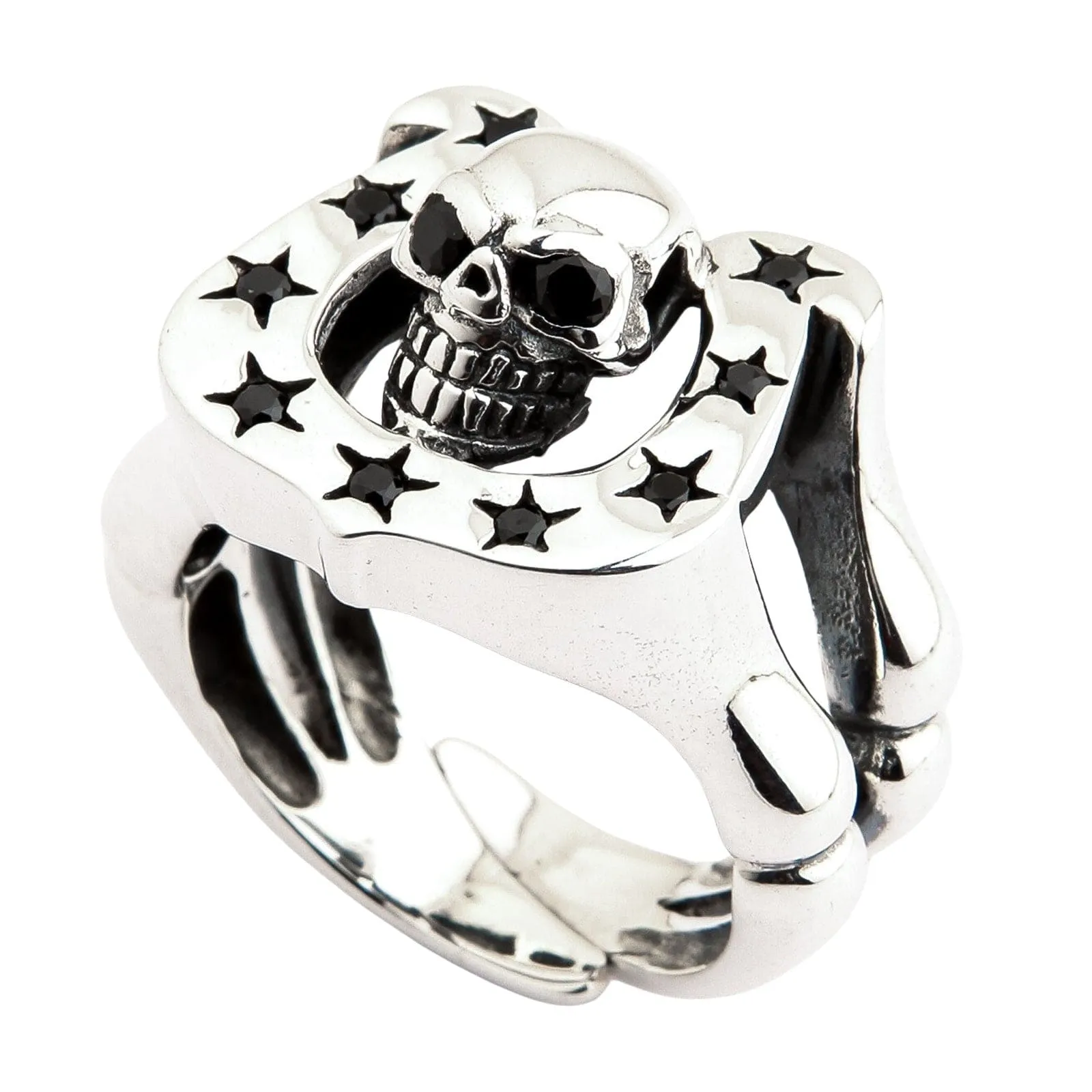 Horseshoe Sterling Silver Skull Biker Rings