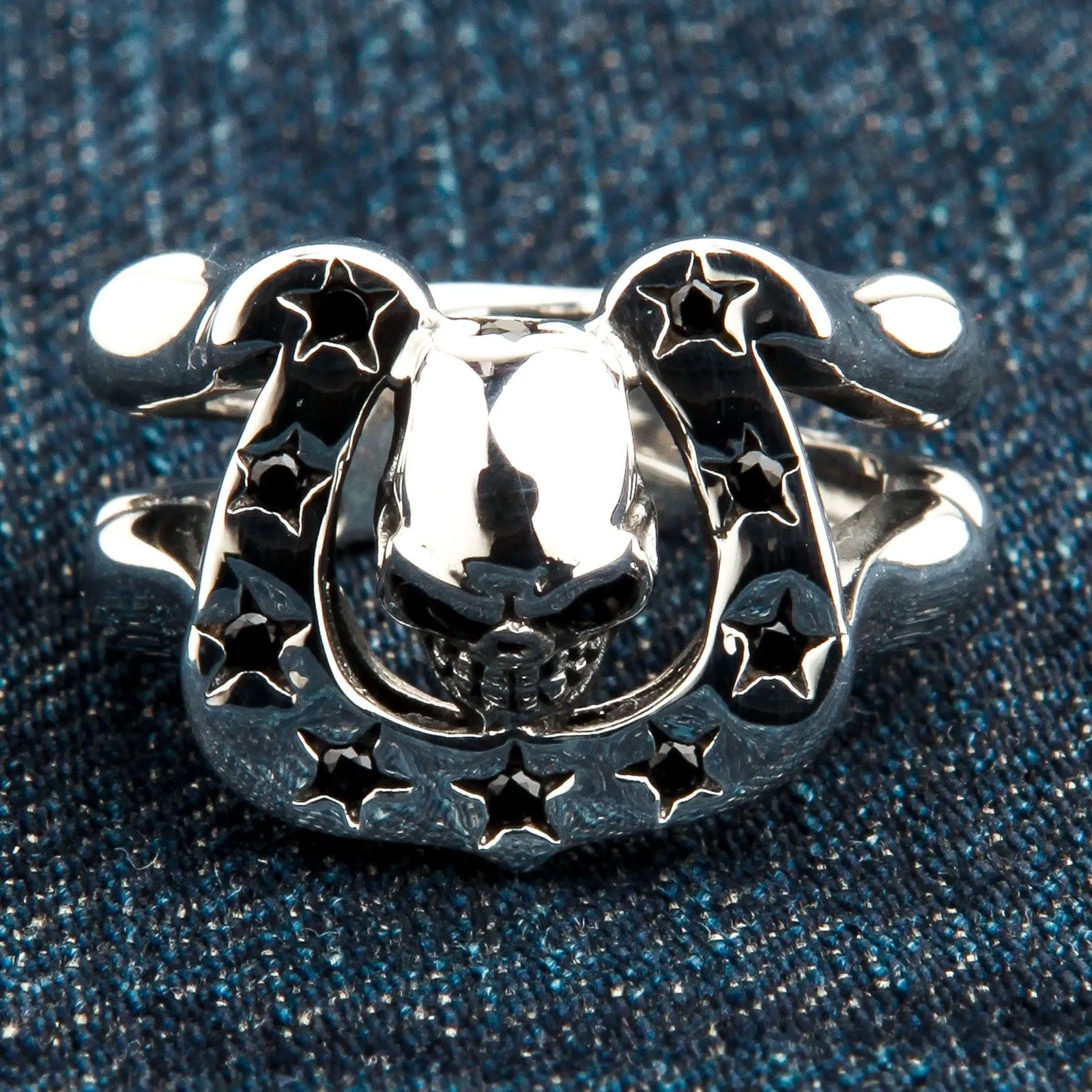 Horseshoe Sterling Silver Skull Biker Rings