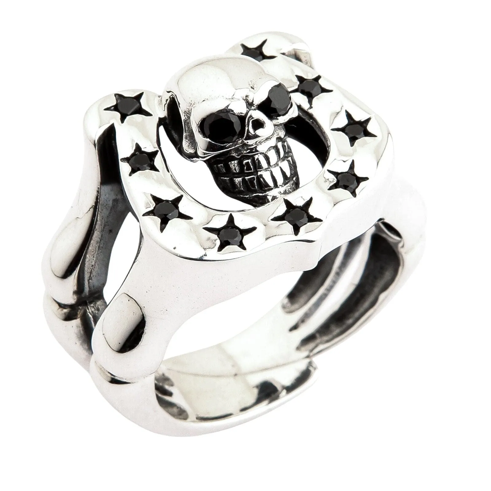 Horseshoe Sterling Silver Skull Biker Rings