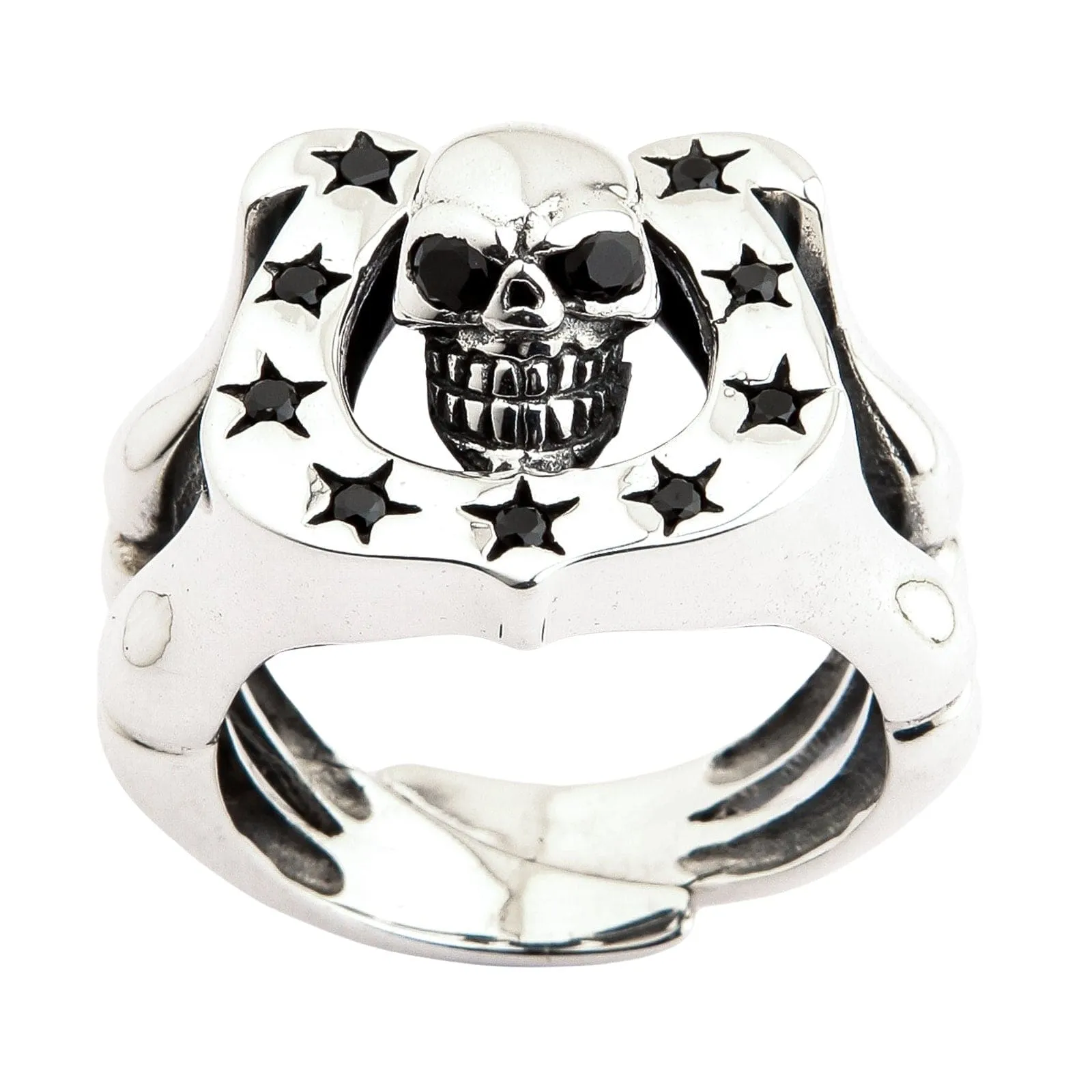 Horseshoe Sterling Silver Skull Biker Rings